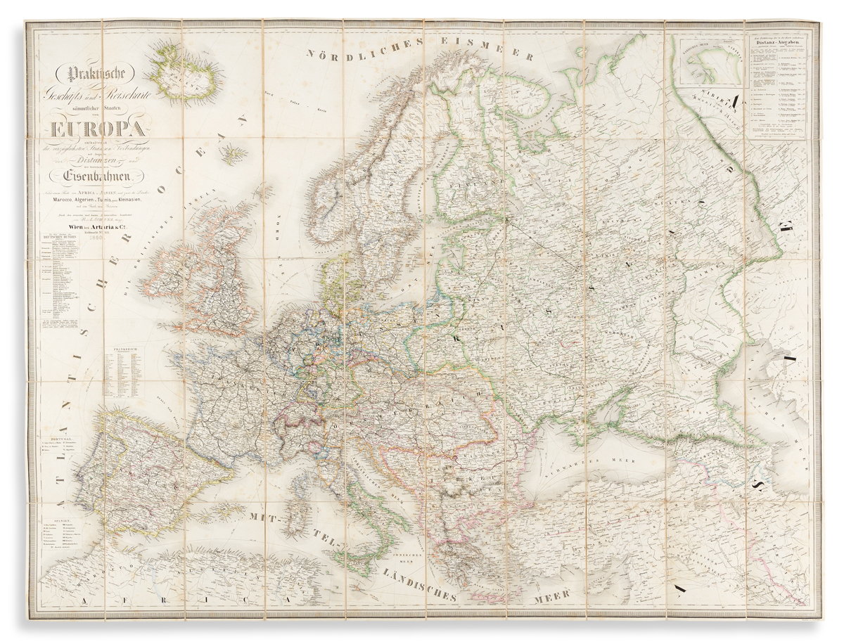 (EUROPE.) R.A. Shulz. Praktische Geschafts und Reisekarte Sammtlicher Staaten von Europa.